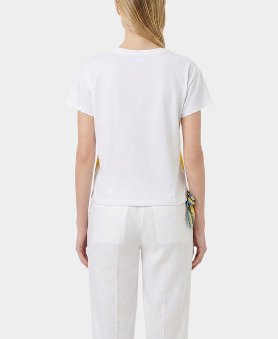 Tee w/ Horse Print Silk Trim view 2