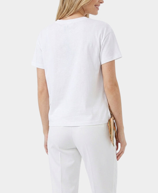 
Tee w/ Horse Print Silk Trim in WHITE/TAN view 2