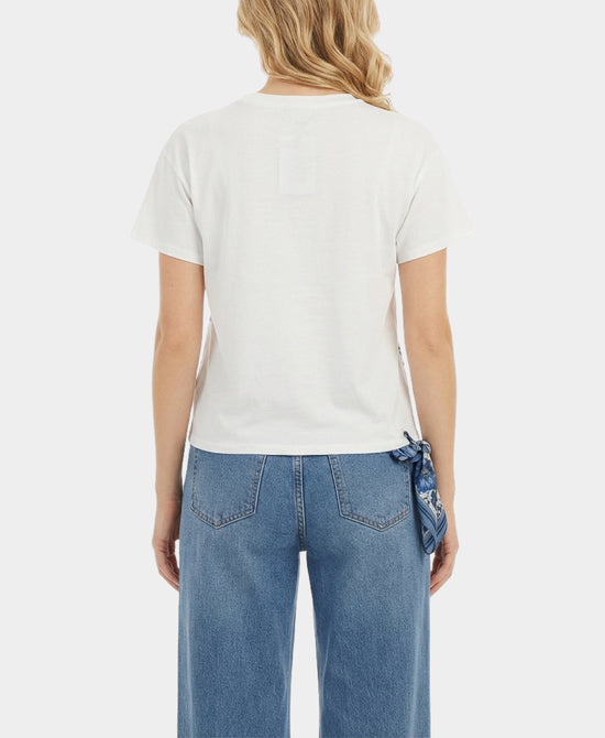 Tee w/ Horse & Floral Print Silk Trim view 2