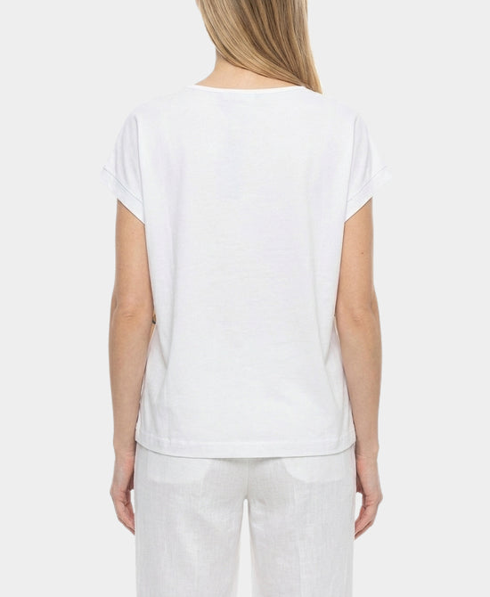 Tee w/ Horse Print Silk Trim view 2