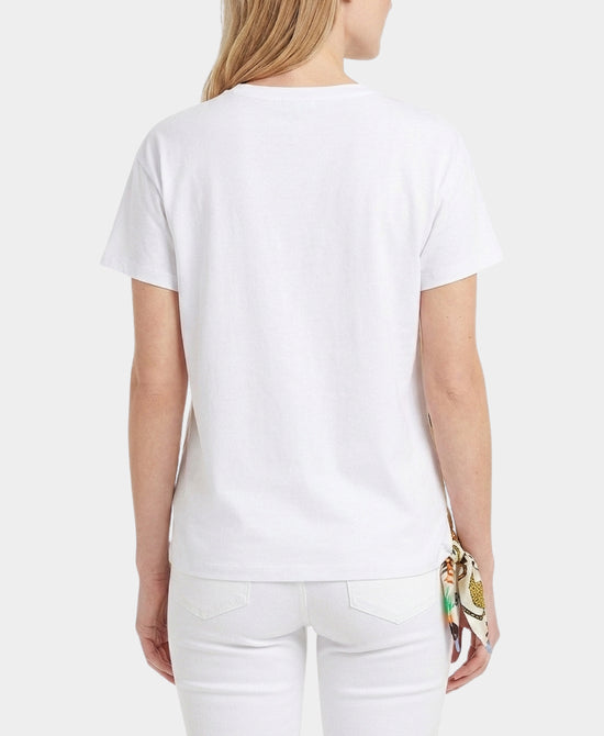 
Tee w/ Animal Print Silk Trim in WHITE MULTI view 2