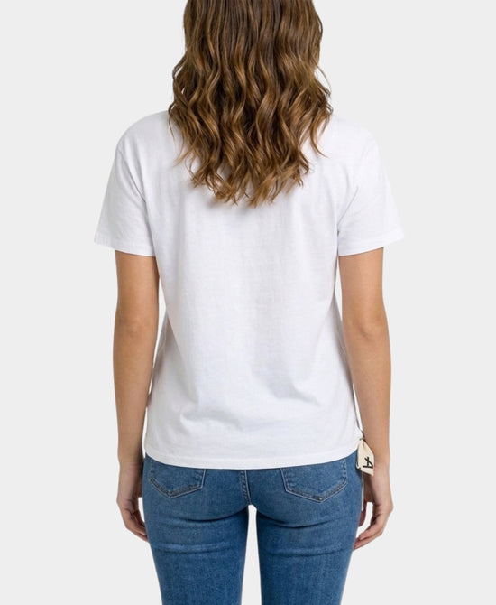
Tee w/ Printed Silk Trim in WHITE/BLUE view 2