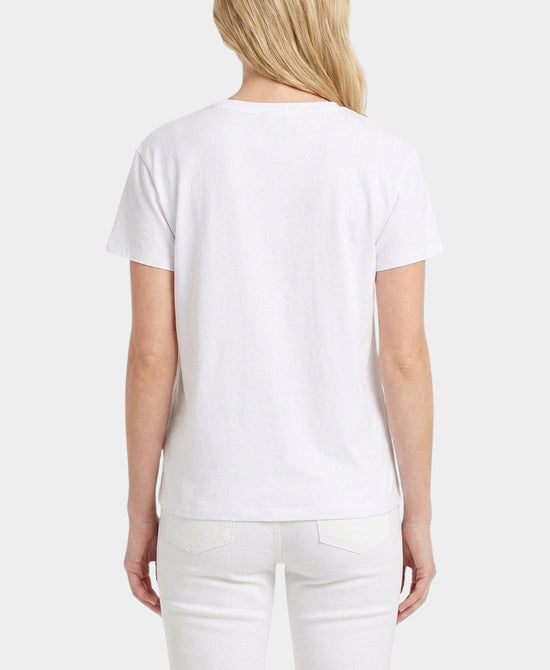 
Tee w/ Floral Print Silk Trim in WHITE MULTI view 2