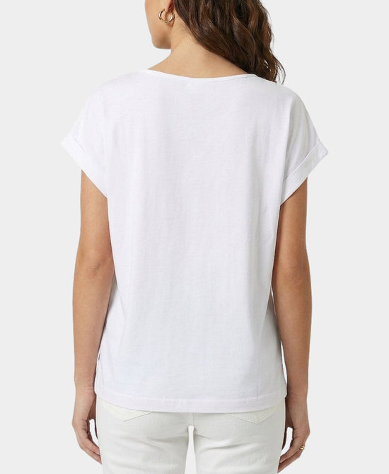 
Tee w/ Horse Print Silk Trim in WHITE MULTI view 2