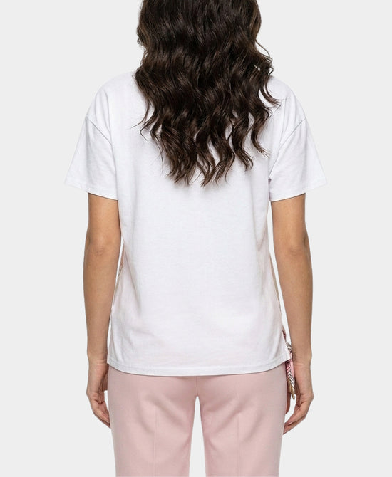 
Tee w/ Horse Print Silk Trim in PINK view 2