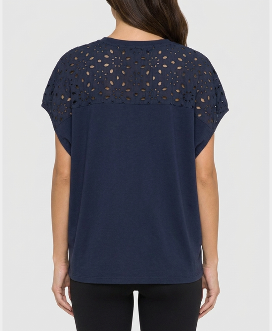 
Eyelet Trim Top in NAVY view 2