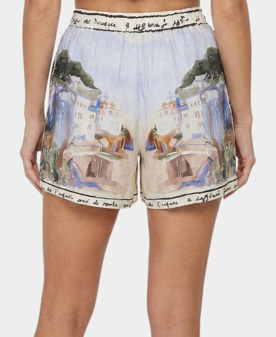 
Art-Inspired Scenic Print Shorts in BLUE view 2