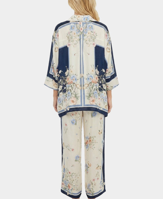 
Floral Print Blouse & Pants Set- 2 Pc Set in IVORY/NAVY view 2