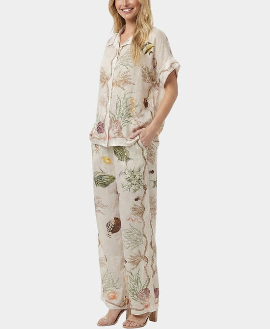 
Marine Life Print Top & Pants Set- 2 Pc Set in IVORY MULTI view 1