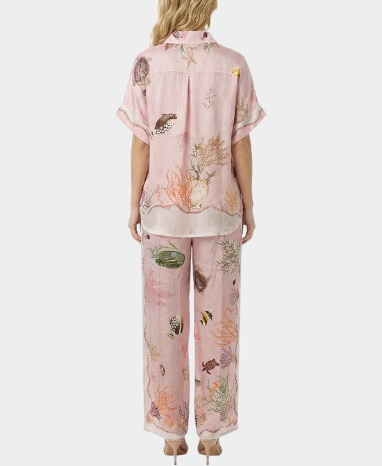 
Marine Life Print Top & Pants Set- 2 Pc Set in PINK MULTI view 2