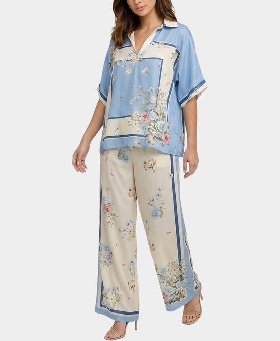 
Floral Print Blouse & Pants Set- 2 Pc Set in LIGHT BLUE view 1