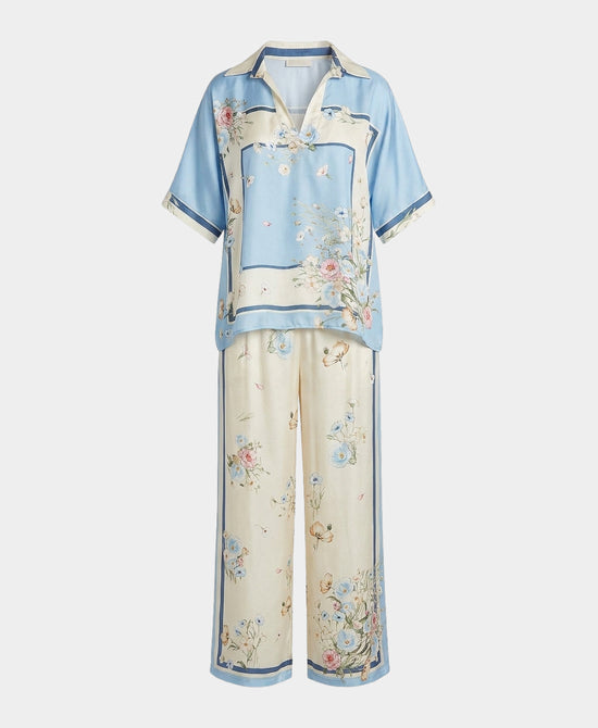 
Floral Print Blouse & Pants Set- 2 Pc Set in LIGHT BLUE view 2