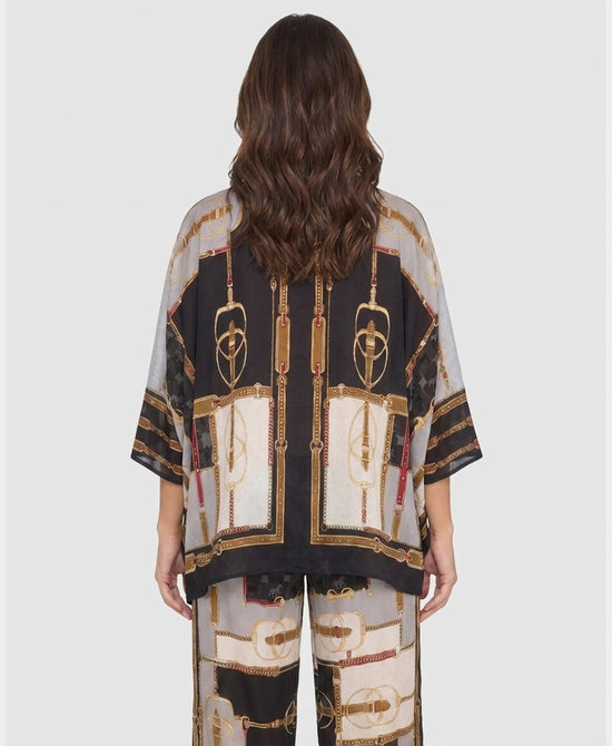 
Chain Print Blouse & Pants Set- 2 Pc Set in BLACK MULTI view 2