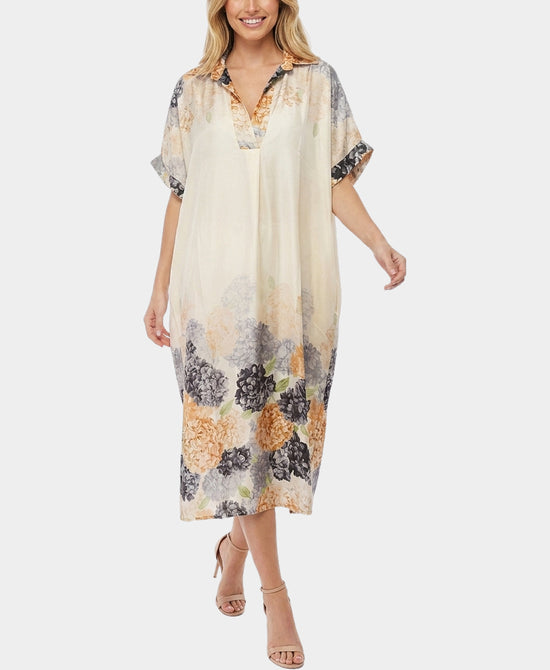 
Floral Print Midi Dress in IVORY/BLACK view 1