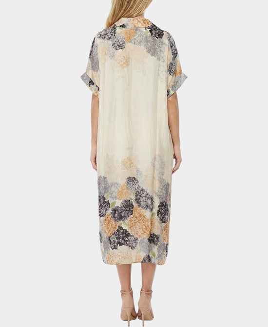 
Floral Print Midi Dress in IVORY/BLACK view 2