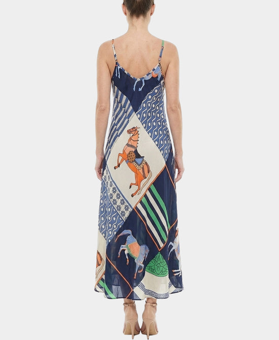 
Horse Print Maxi Dress in NAVY MULTI view 2