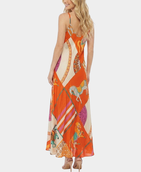 
Horse Print Maxi Dress in ORANGE view 2