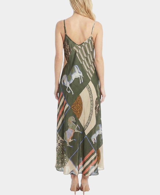 
Horse Print Maxi Dress in OLIVE MULTI view 2