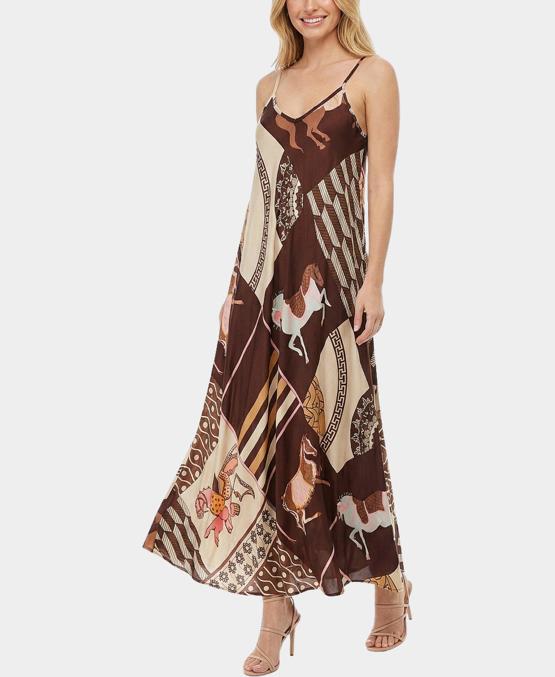 horse print maxi dress – FOX'S sheer nightgown Zapaka Women Ivory Boho this flowing maxi silhouette Color:Morel of the Story
