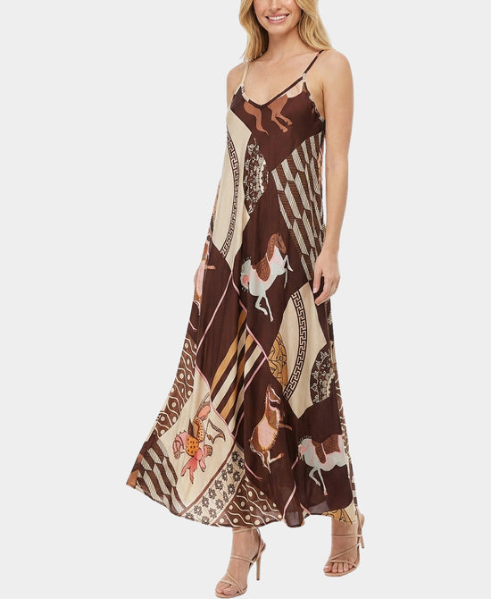 
Horse Print Maxi Dress in BROWN MULTI view 1