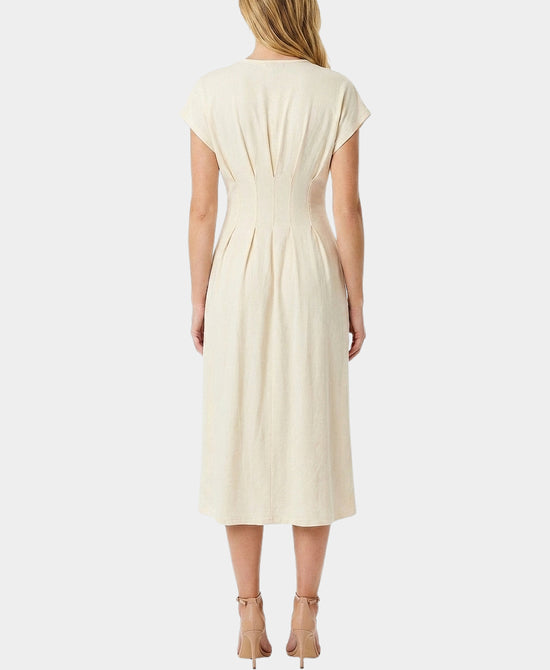 
Pleated Waist Midi Dress in CREAM view 2