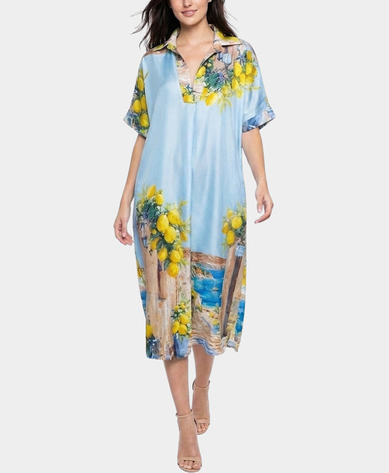 
Lemon Print Dress in BLUE view 1
