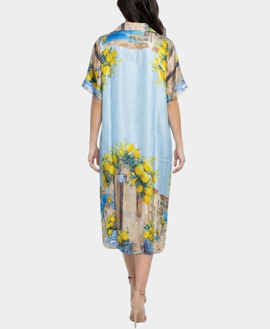 
Lemon Print Dress in BLUE view 2