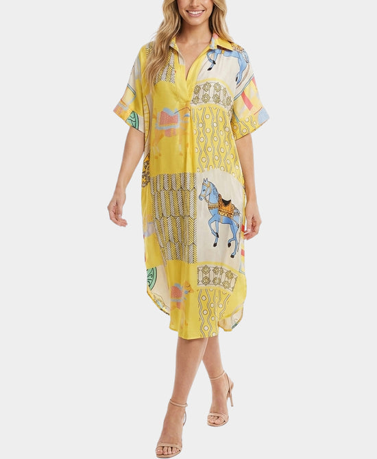 
Horse Print Dress in YELLOW view 1