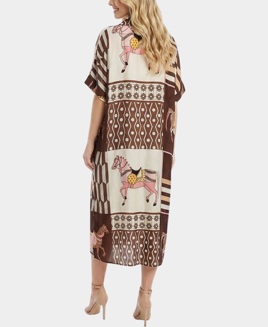 
Horse Print Dress in BROWN MULTI view 2