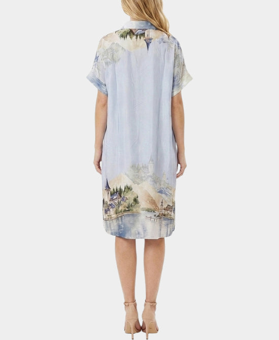 
Village Landscape Print Midi Dress in BLUE MULTI view 2