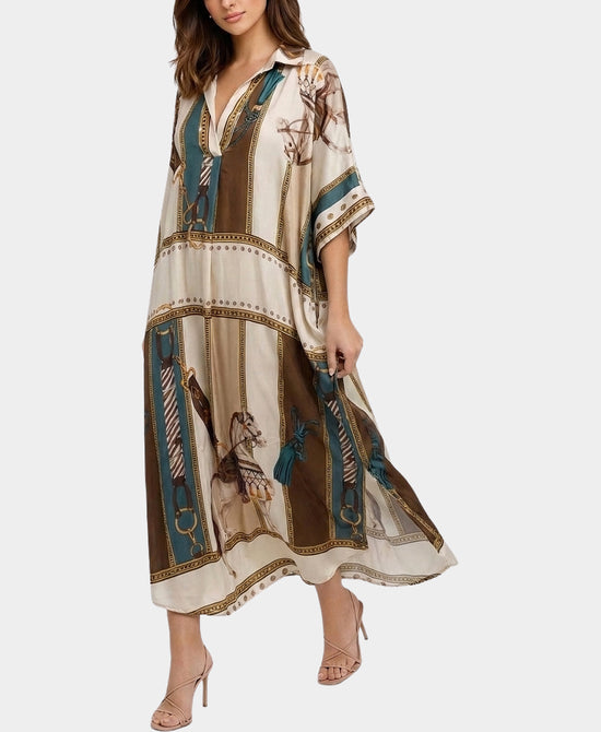 
Horse Print Dress in BEIGE view 1