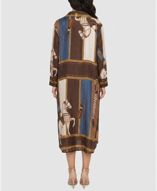 
Horse Print Midi Dress in BROWN/BLUE view 2
