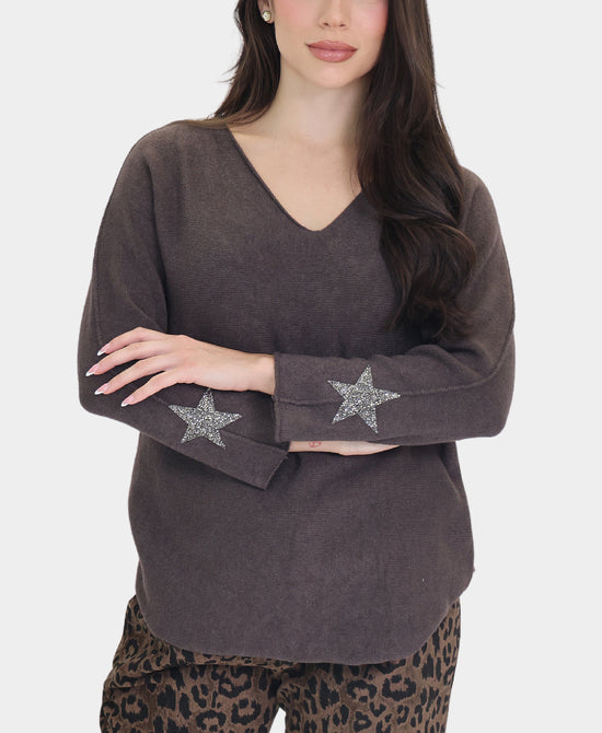 Sweater w/ Beaded Stars on Cuff view 