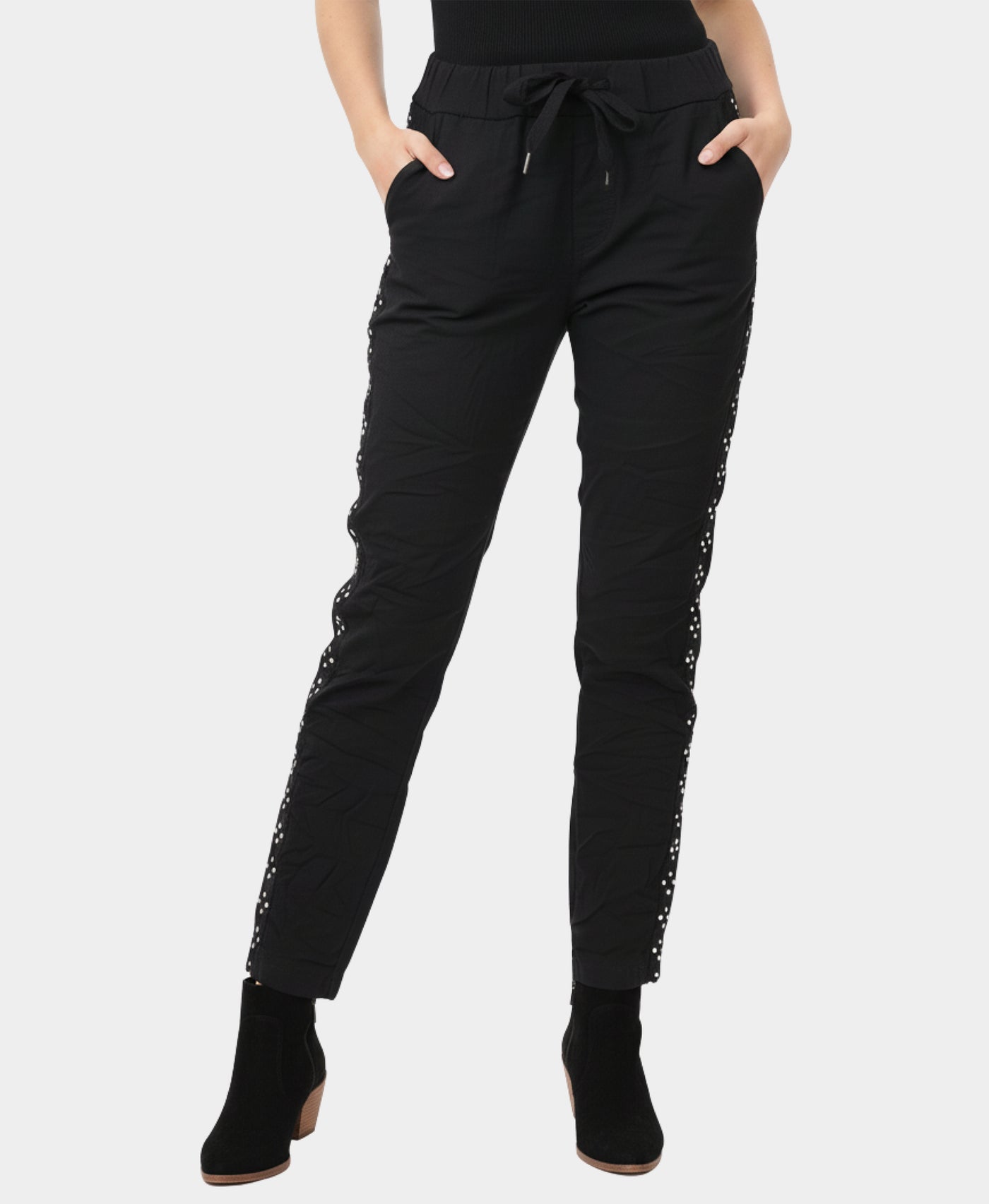 Pants w/ Lace Sides & Rhinestone Grommets view 1