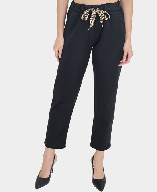 Shimmer Pants w/ Leopard Drawstring view 
