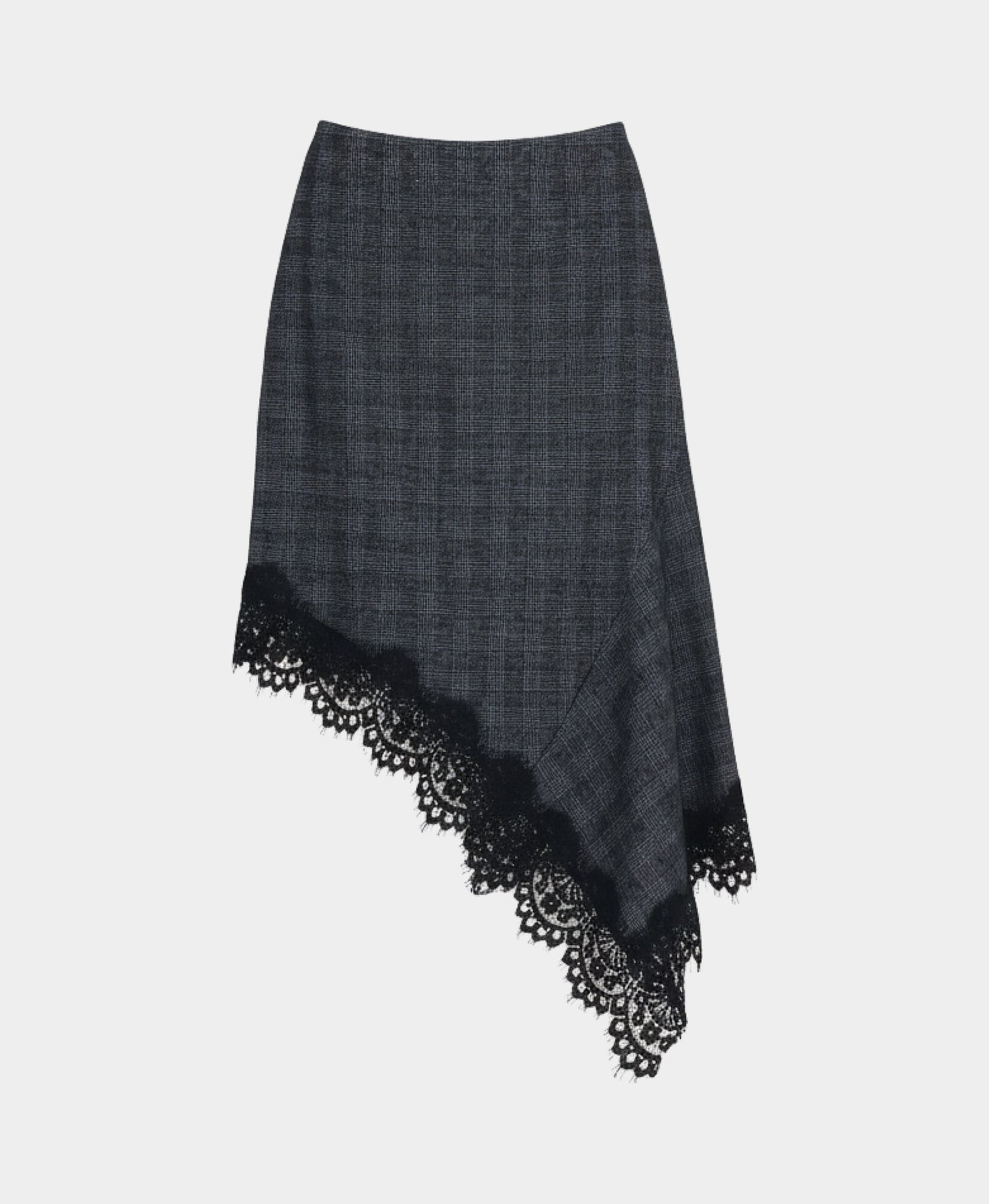 Asymmetrical Plaid Skirt w/ Lace Trim view 2