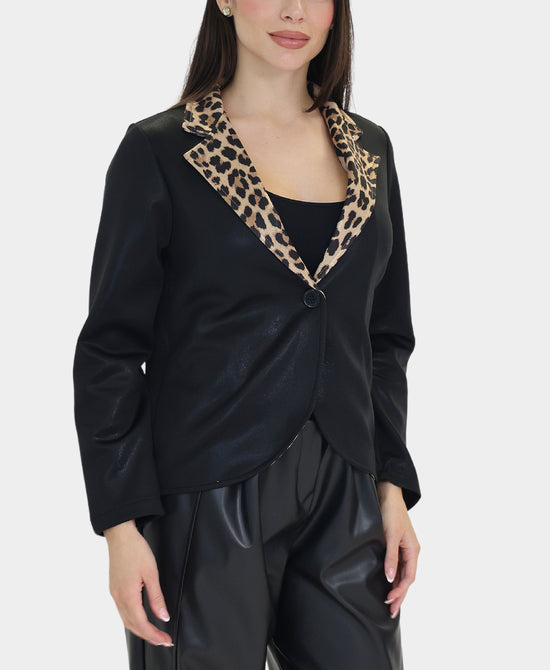 Shimmer Jacket w/ Animal Print Trim view 