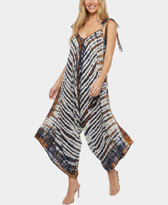 
Tie Dye Hanky Hem Jumpsuit in WHITE MULTI view 1