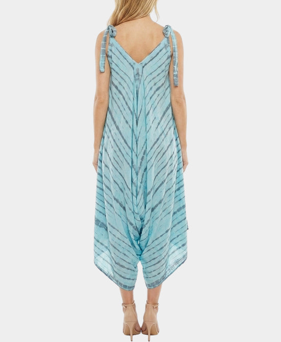 
Tie Dye Hanky Hem Jumpsuit in TURQUOISE MULTI view 2