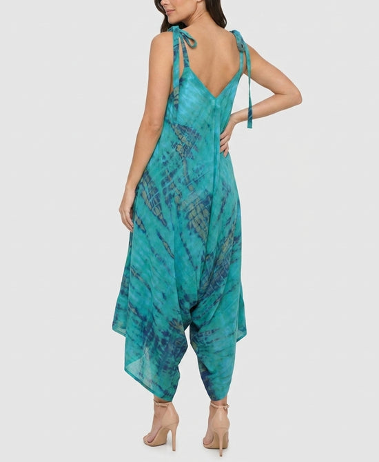 
Tie Dye Hanky Hem Jumpsuit in TURQUOISE MULTI view 2