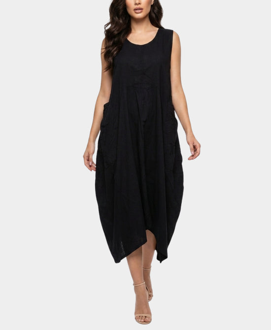 
Hanky Hem Midi Dress in BLACK view 1