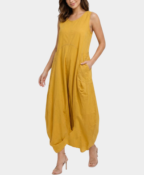 
Hanky Hem Midi Dress in MUSTARD view 1