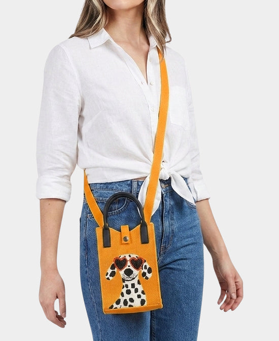 
Dalmatian Dog Crossbody Bag w/ Sunglasses in ORANGE view 1