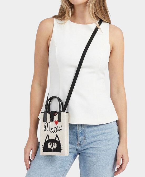 
Cat "Meow" Crossbody Bag in BEIGE/BLACK view 1