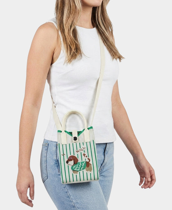 
Dog "Nice" Stripe Crossbody Bag in GREEN MULTI view 2