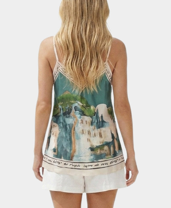
Art-Inspired Scenic Print Tank in GREEN view 2