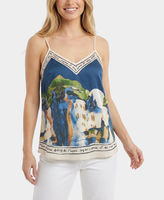 
Art-Inspired Scenic Print Tank in NAVY view 1