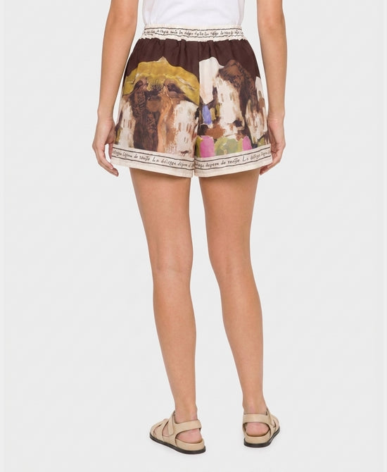 
Art-Inspired Scenic Print Shorts in BROWN view 2
