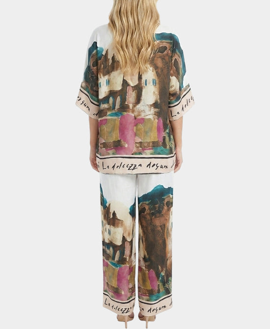 
Coastal Print Blouse & Pants Two-Piece Set in BEIGE MULTI view 2
