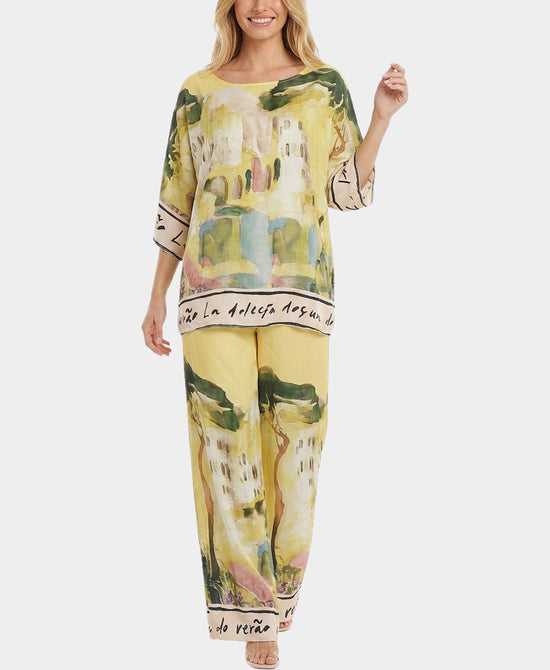 
Coastal Print Blouse & Pants Two-Piece Set in YELLOW view 1